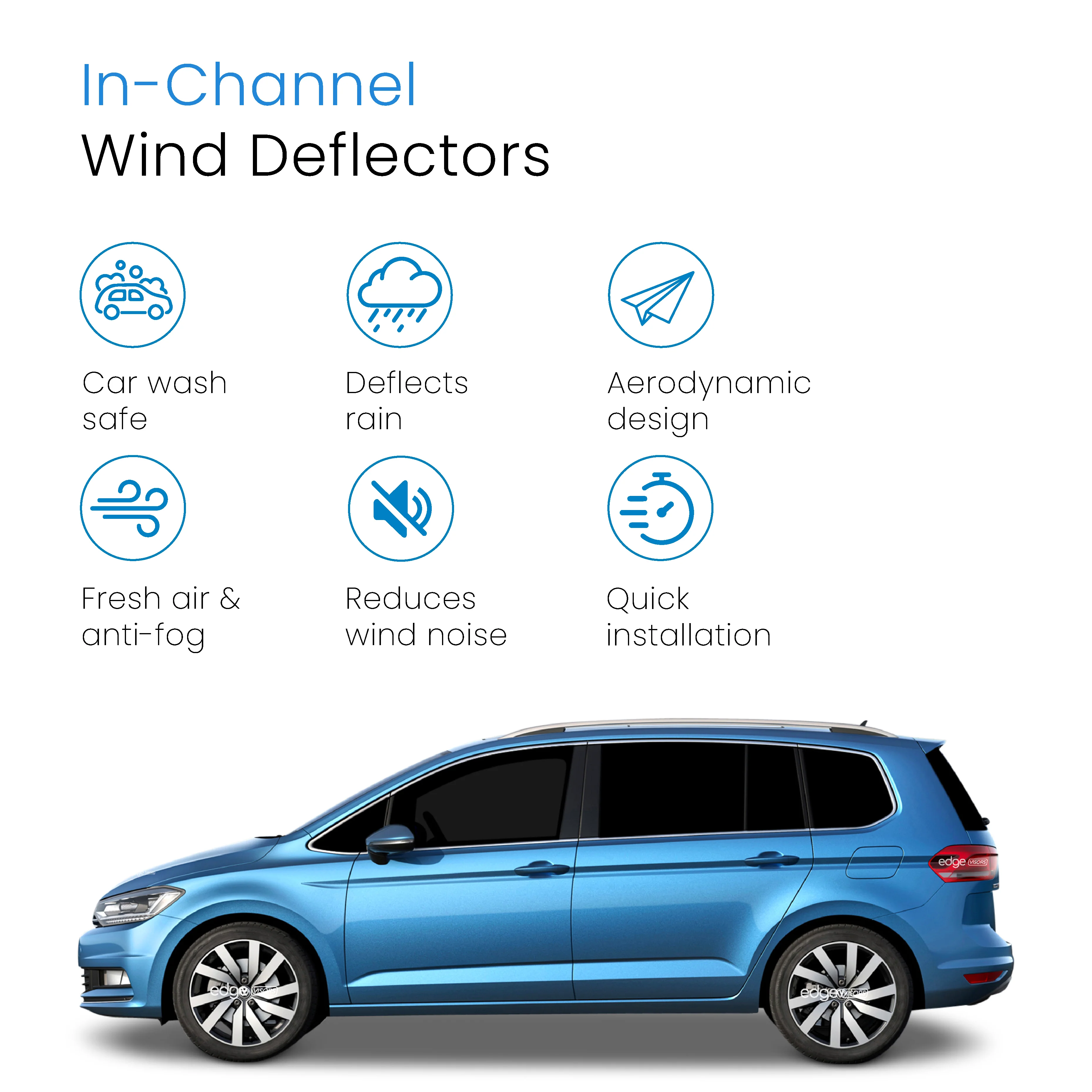 VW Touran MK3 2016-onwards 5 Doors MPV Wind Deflectors 4pc - Image 3