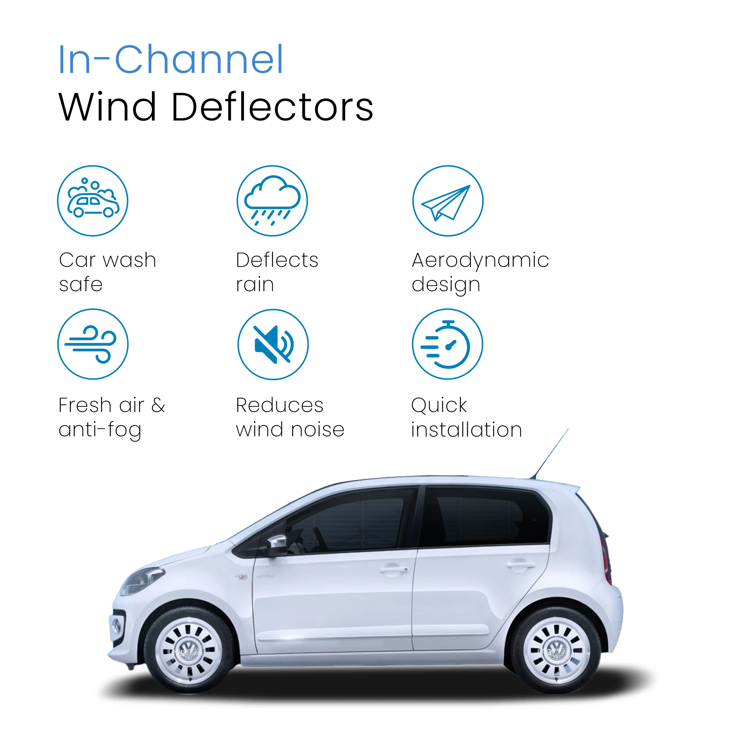 VW Up MK1 2012-2019 5 Door Hatchback Wind Deflectors 2pc - Image 3